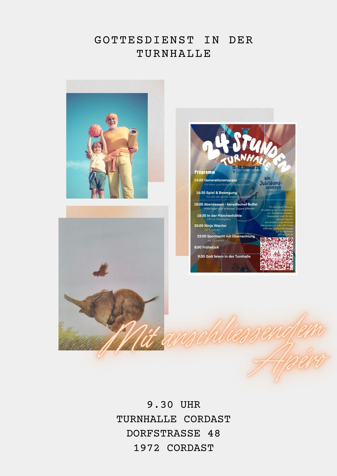 Gottesdienst in der Turnhalle Cordast: Start 9.30 Uhr